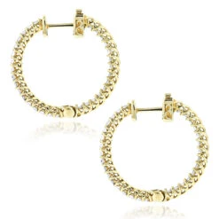 14K Yellow Gold Inside Out Diamond Hoop Earrings 1.85ct -Borcely Jewelry Sales 14k gold inside out diamond hoop earrings 185ct p 6267 backye