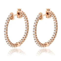 14K Yellow Gold Inside Out Diamond Hoop Earrings 1.85ct -Borcely Jewelry Sales 14k gold inside out diamond hoop earrings 185ct p 6267 ro