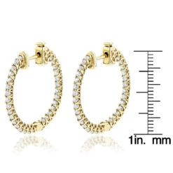 14K Yellow Gold Inside Out Diamond Hoop Earrings 1.85ct -Borcely Jewelry Sales 14k gold inside out diamond hoop earrings 185ct p 6267 rulerye