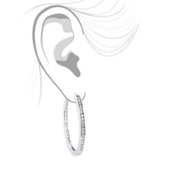 14K White Gold Inside Out Diamond Hoop Earrings 4.6ct -Borcely Jewelry Sales 14k gold inside out diamond hoop earrings 36ct 4