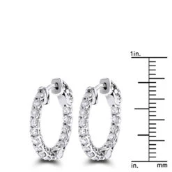 14K White Gold Inside Out Diamond Hoop Earrings For Women 1.5ct -Borcely Jewelry Sales 14k gold inside out diamond hoop earrings for women 15ct rulerwh