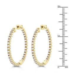 14K Yellow Gold Inside Out Diamond Hoop Earrings For Women By Luxurman 2.1ct -Borcely Jewelry Sales 14k gold inside out diamond hoop earrings for women by luxurman 21ct rulerye