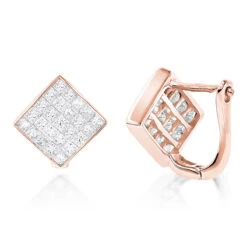 14K Yellow Gold Invisible Princess Cut Diamond Earrings 1.45ct -Borcely Jewelry Sales 14k gold invisible princess cut diamond earrings 145ct ro