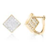 14K Yellow Gold Invisible Princess Cut Diamond Earrings 1.45ct