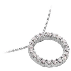 14K White Gold Ladies Circle Diamond Pendant 1.40ct 6 14K White Gold Ladies Circle Diamond Pendant 1.40ct -Borcely Jewelry Sales 14k gold ladies circle diamond pendant 140ct p 28220 back white 20220426