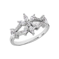 14K White Gold Ladies Diamond Ring 0.91ct