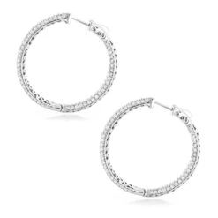 Large 5 Carat 1.5in Ladies Inside Out Diamond Hoop Earrings 14K Yellow Gold -Borcely Jewelry Sales 14k gold ladies inside out diamond hoop earrings 5ct 15in backwh