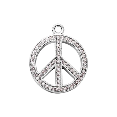 14K White Gold Ladies Peace Diamond Necklace 0.48ct 1 14K White Gold Ladies Peace Diamond Necklace 0.48ct