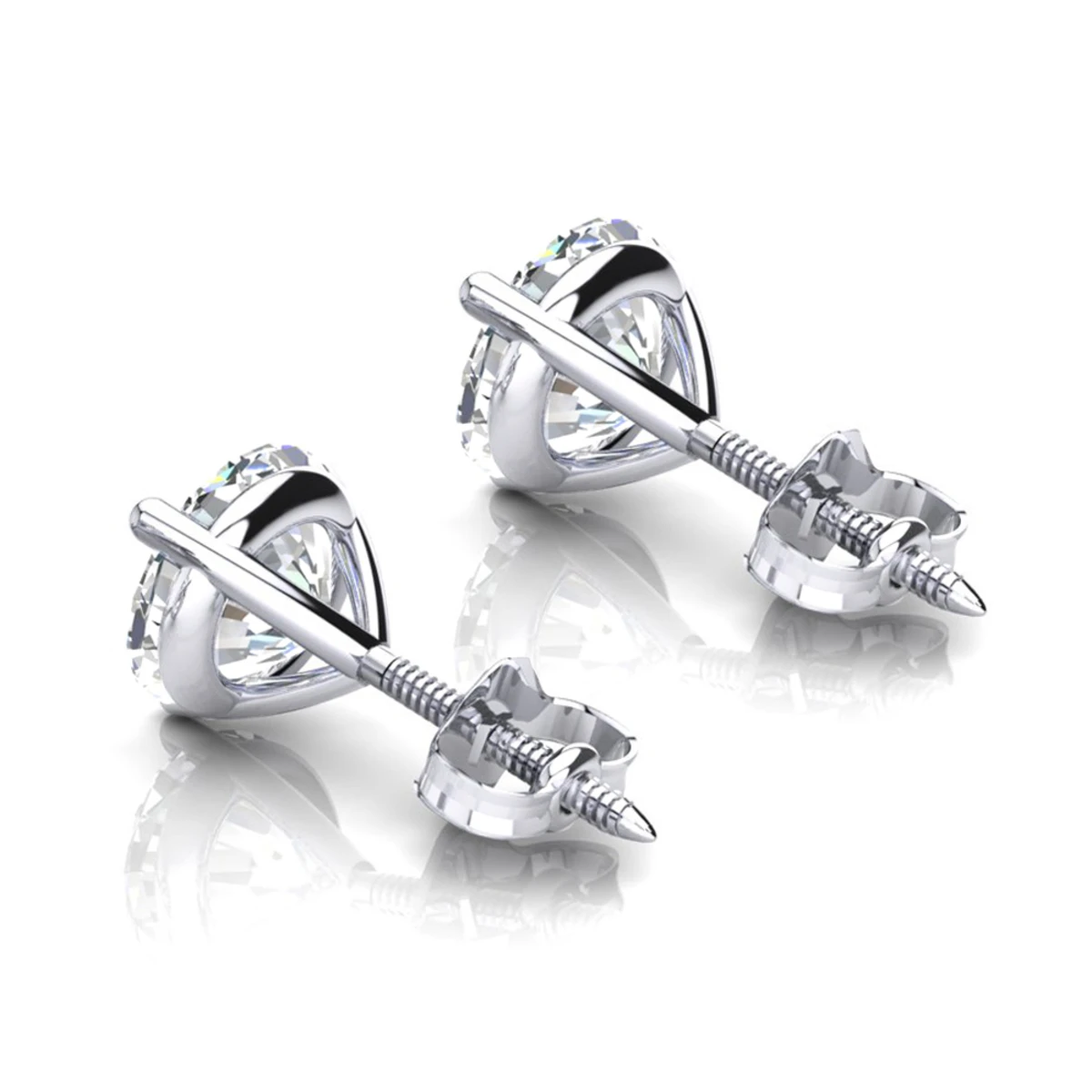 14K White Gold Martini Setting Diamond Stud Earrings 4 14K White Gold Martini Setting Diamond Stud Earrings - Image 4
