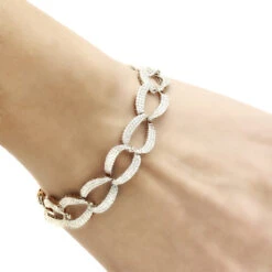 14K White Gold Pave Diamond Chain Link Bracelet For Women 3.75ct By Luxurman -Borcely Jewelry Sales 14k gold pave diamond chain link bracelet for women 375ct by luxurman bodwh