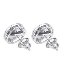 14K White Gold Pave Diamond Earrings For Men & Women 3/4ct Studs Real Diamonds -Borcely Jewelry Sales 14k gold pave diamond earrings for men women 34ct studs real diamonds backwh