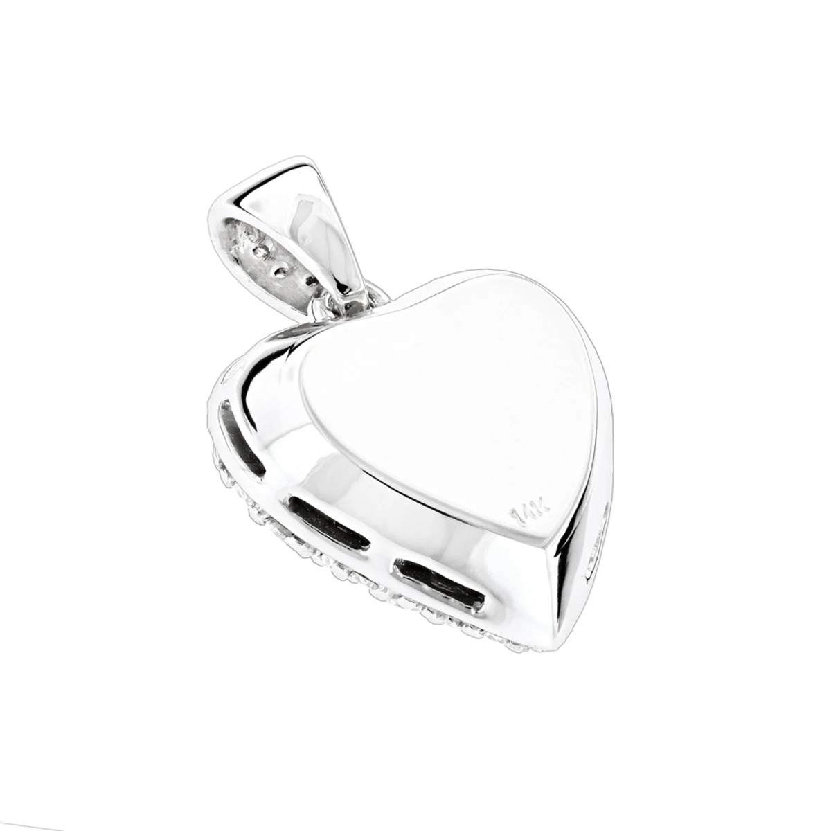 14K White Gold Pave Diamond Heart Pendant 2ct 4 14K White Gold Pave Diamond Heart Pendant 2ct - Image 4