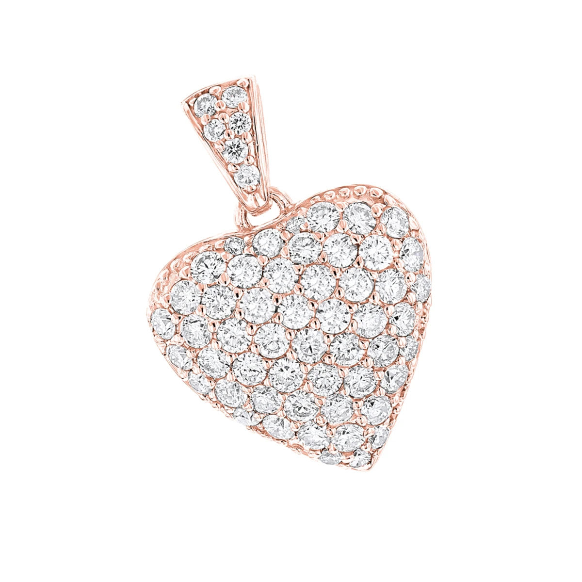 14K White Gold Pave Diamond Heart Pendant 2ct 3 14K White Gold Pave Diamond Heart Pendant 2ct - Image 3