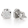 14K White Gold Pave Heart Diamond Stud Earrings 0.33ct