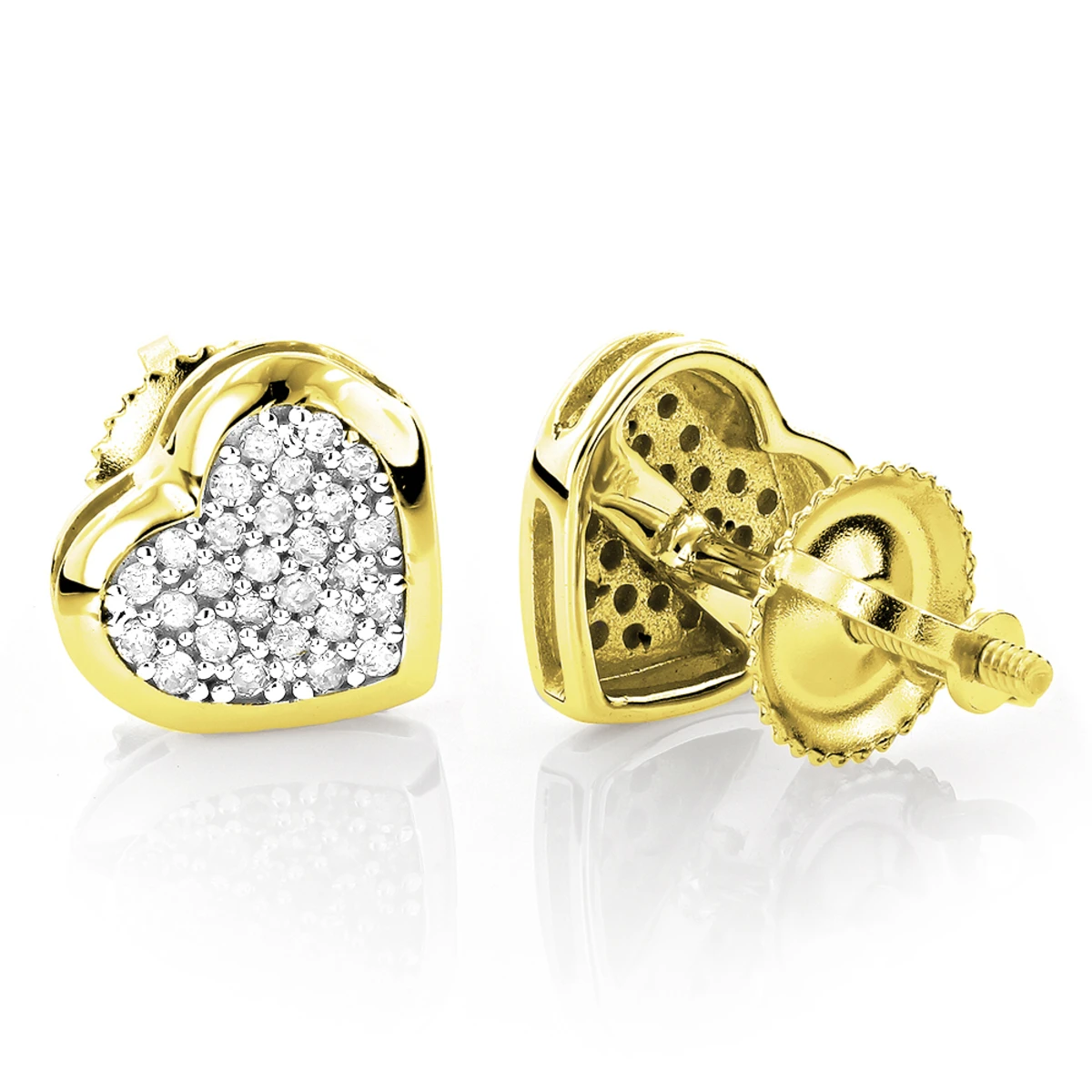 14K White Gold Pave Heart Diamond Stud Earrings 0.33ct 2 14K White Gold Pave Heart Diamond Stud Earrings 0.33ct - Image 2