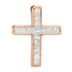 14K White Gold Princess Cut Diamond Cross Necklace 0.7ct -Borcely Jewelry Sales 14k gold princess cut diamond cross necklace 060ct p 26539 ro