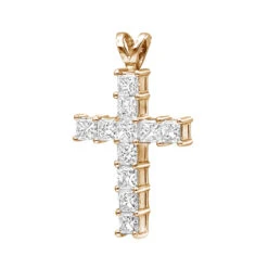 14K White Gold Princess Cut Diamond Cross Pendant 2.20ct -Borcely Jewelry Sales 14k gold princess cut diamond cross pendant 220ct p 26518 ro