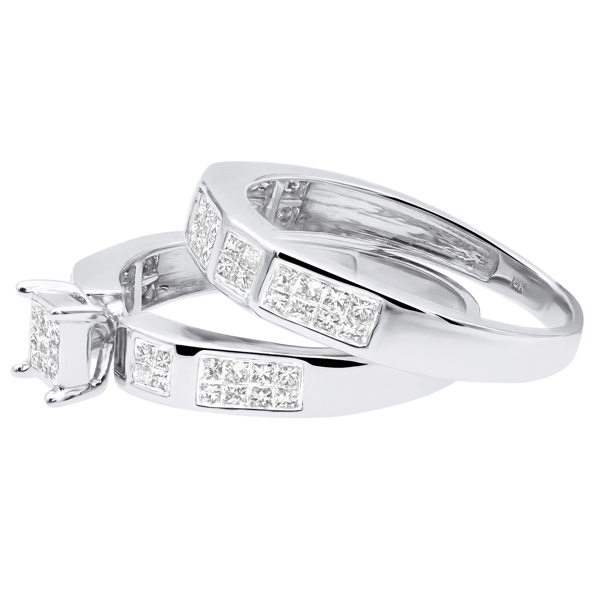 14K White Gold Invisible Set Princess Cut Diamond Engagement Ring Bridal Set 1.19 4 14K White Gold Invisible Set Princess Cut Diamond Engagement Ring Bridal Set 1.19 - Image 4