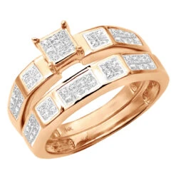 14K White Gold Invisible Set Princess Cut Diamond Engagement Ring Bridal Set 1.19 10 14K White Gold Invisible Set Princess Cut Diamond Engagement Ring Bridal Set 1.19 -Borcely Jewelry Sales 14k gold princess cut diamond engagement ring set 119 p 6414 rose