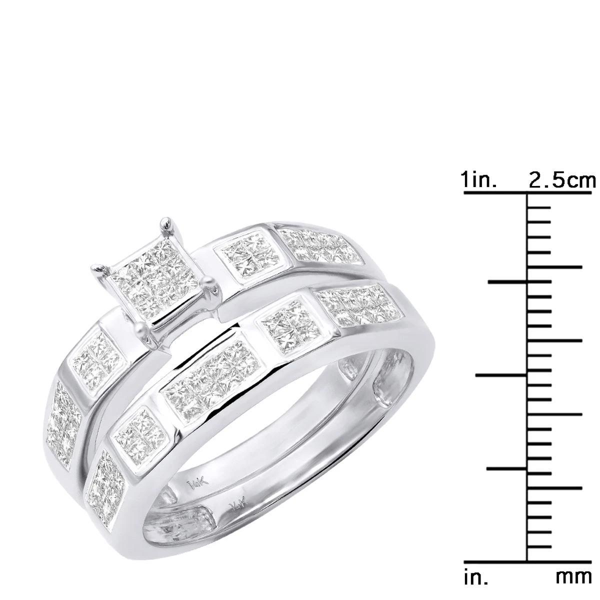 14K White Gold Invisible Set Princess Cut Diamond Engagement Ring Bridal Set 1.19 8 14K White Gold Invisible Set Princess Cut Diamond Engagement Ring Bridal Set 1.19 - Image 8