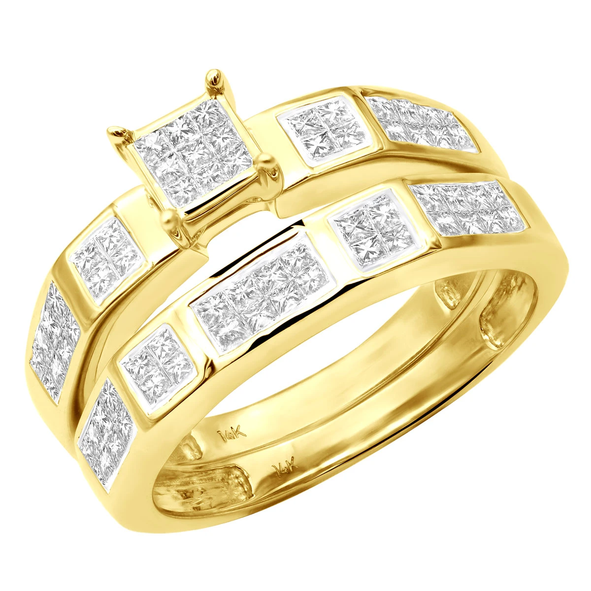 14K White Gold Invisible Set Princess Cut Diamond Engagement Ring Bridal Set 1.19 2 14K White Gold Invisible Set Princess Cut Diamond Engagement Ring Bridal Set 1.19 - Image 2