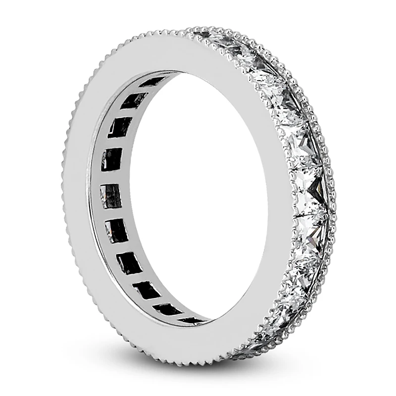 14K White Gold Princess Cut Diamond Eternity Ring 3.74ct 4.1mm 4 14K White Gold Princess Cut Diamond Eternity Ring 3.74ct 4.1mm - Image 4