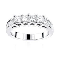 14K White Gold Princess Cut Diamond Wedding Band For Women 1.85ct