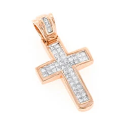 14K Yellow Gold Princess Diamond Cross Pendant 0.76ct -Borcely Jewelry Sales 14k gold princess diamond cross pendant 076ct p 6610 ro