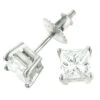 14K White Gold Princess Diamond Solitaire Earrings Studs 0.4ct
