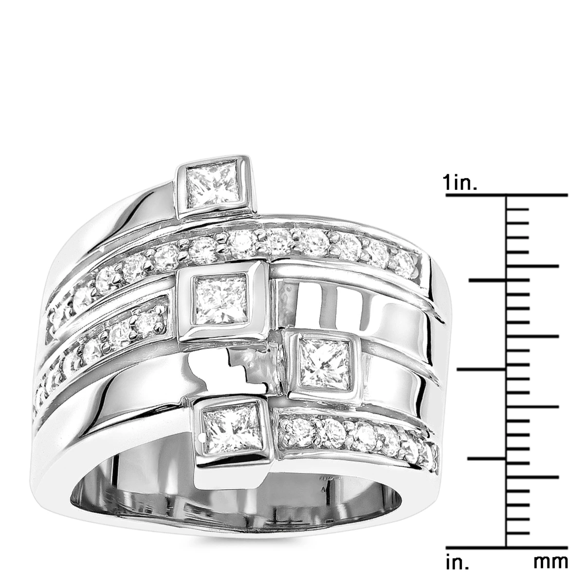 14K White Gold Right Hand Diamond Ring 1.16ct 5 14K White Gold Right Hand Diamond Ring 1.16ct - Image 5