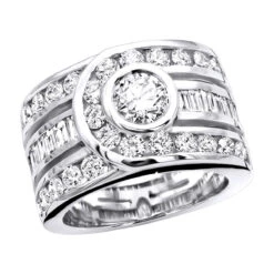 Unique 14K White Gold Right Hand Diamond Ring For Women 3.01ct By Luxurman