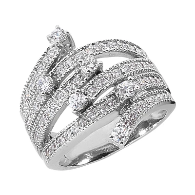 14K White Gold Right Hand Ladies Diamond Ring 0.94ct 1 14K White Gold Right Hand Ladies Diamond Ring 0.94ct