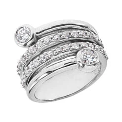 14K White Gold Right Hand Ladies Diamond Ring 1.25ct
