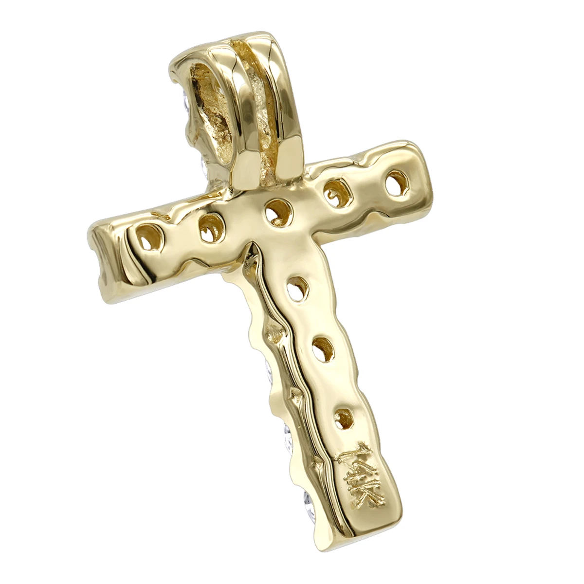 14K Yellow Gold Round Diamond Cross Necklace 0.33ct 4 14K Yellow Gold Round Diamond Cross Necklace 0.33ct - Image 4