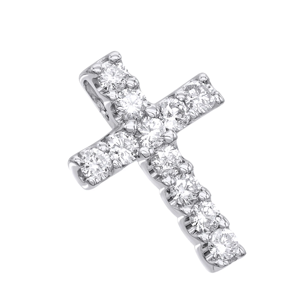 14K Yellow Gold Round Diamond Cross Necklace 0.33ct 2 14K Yellow Gold Round Diamond Cross Necklace 0.33ct - Image 2