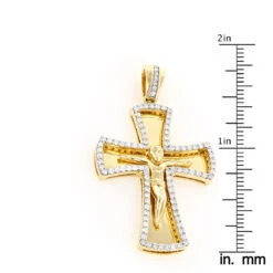 14K Yellow Gold Round Diamond Cross Pendant 1.2ct -Borcely Jewelry Sales 14k gold round diamond cross necklace 141ct p 26530 rulerye