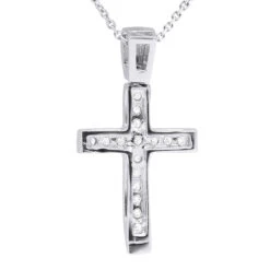 14K White Gold Round Diamond Cross Pendant 0.48ct 11 14K White Gold Round Diamond Cross Pendant 0.48ct -Borcely Jewelry Sales 14k gold round diamond cross pendant 048ct p 26519 back white 20221011 20221027