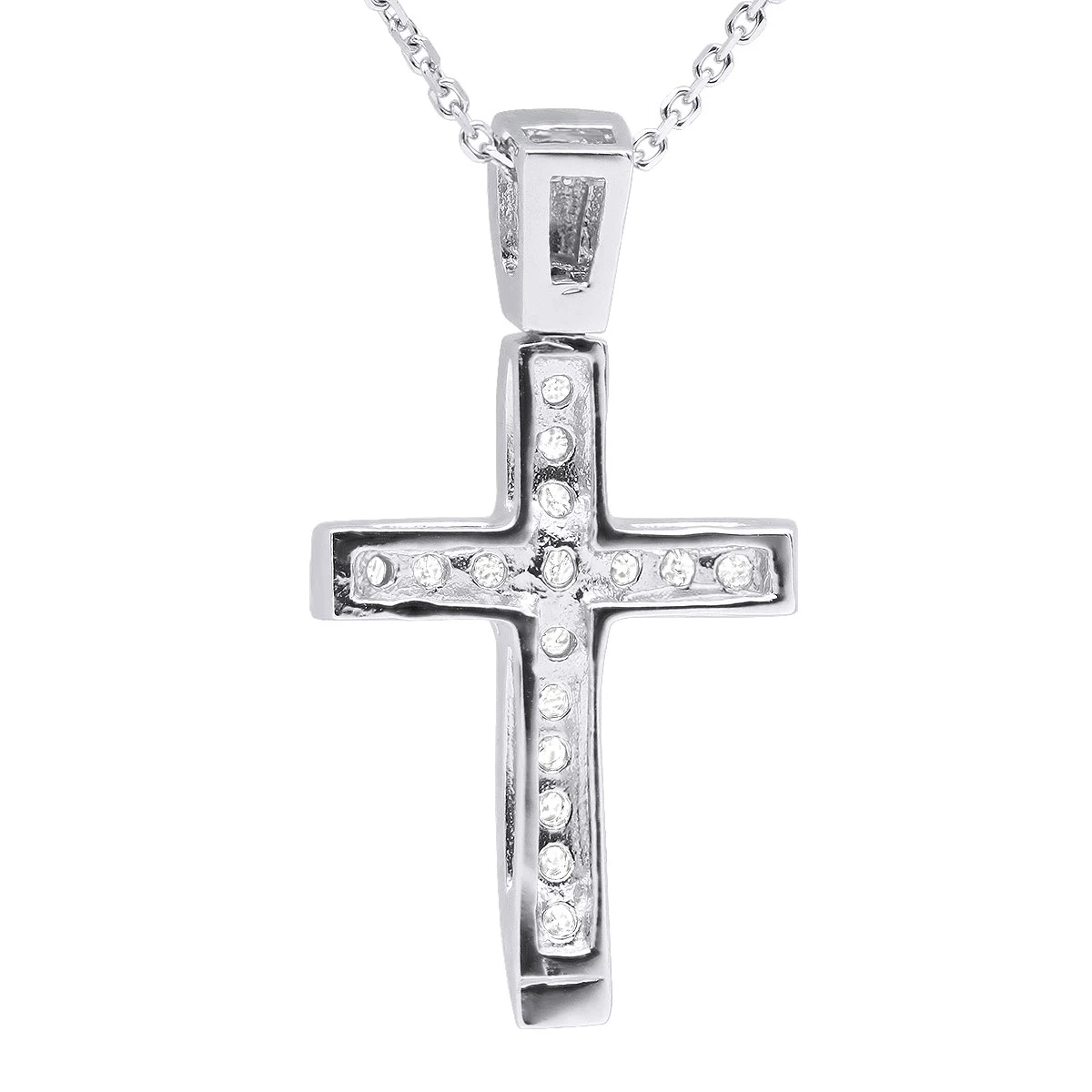 14K White Gold Round Diamond Cross Pendant 0.48ct 4 14K White Gold Round Diamond Cross Pendant 0.48ct - Image 4