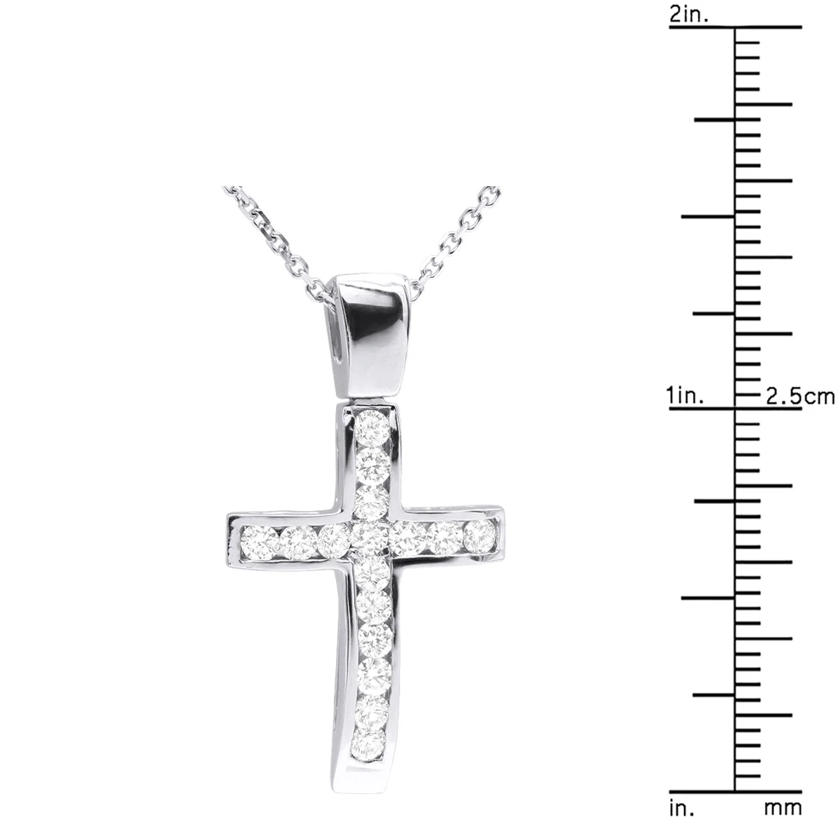 14K White Gold Round Diamond Cross Pendant 0.48ct 8 14K White Gold Round Diamond Cross Pendant 0.48ct - Image 8