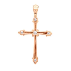 14K White Gold Round Diamond Cross Pendant 0.73ct -Borcely Jewelry Sales 14k gold round diamond cross pendant 073ct p 26553 backro