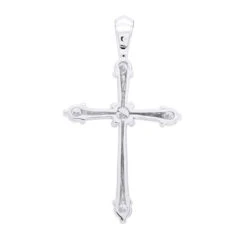 14K White Gold Round Diamond Cross Pendant 0.73ct -Borcely Jewelry Sales 14k gold round diamond cross pendant 073ct p 26553 backwh