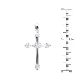 14K White Gold Round Diamond Cross Pendant 0.73ct -Borcely Jewelry Sales 14k gold round diamond cross pendant 073ct p 26553 rulerwh