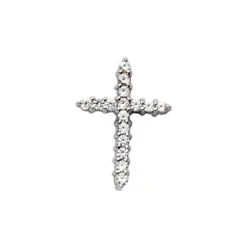 14K White Gold Round Diamond Cross Pendant 0.77ct