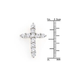 14K White Gold Round Diamond Cross Pendant 1.32ct 17.5mm -Borcely Jewelry Sales 14k gold round diamond cross pendant 132ct p 26508 rulerwh