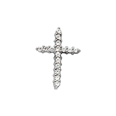 14K White Gold Round Diamond Cross Pendant 1.32ct Hidden Bale 1 14K White Gold Round Diamond Cross Pendant 1.32ct Hidden Bale