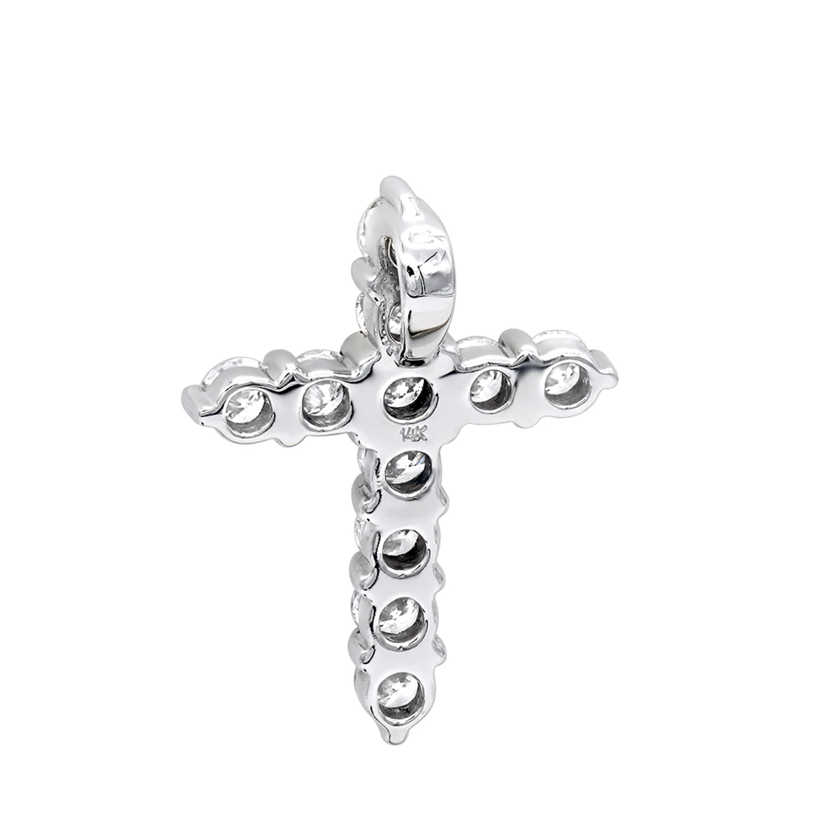 14K White Gold Round Diamond Cross Pendant 1.65ct 4 14K White Gold Round Diamond Cross Pendant 1.65ct - Image 4