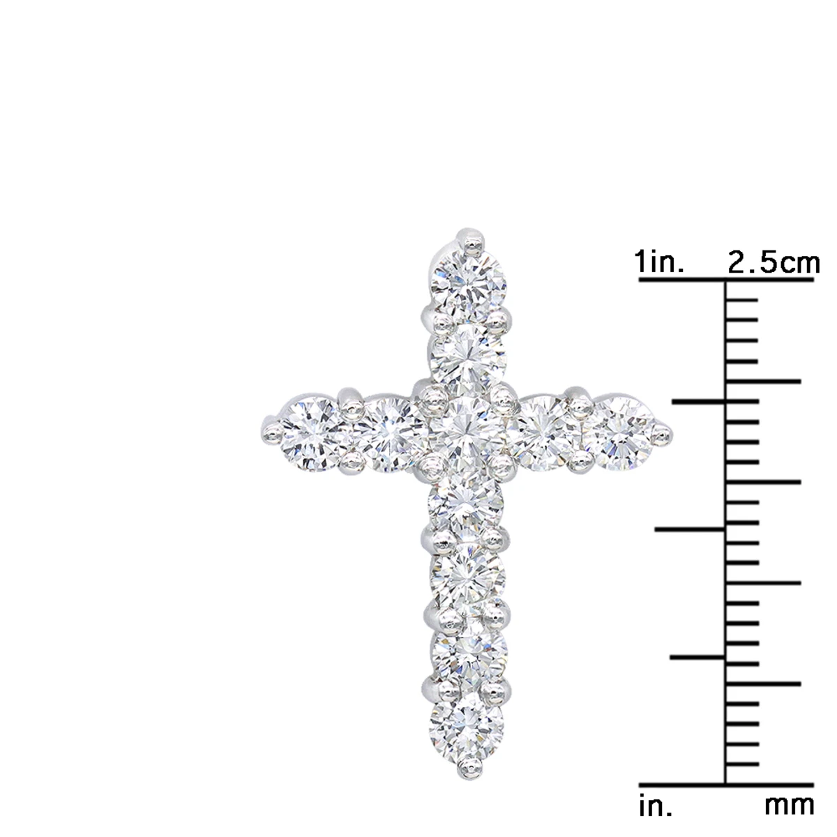 14K White Gold Round Diamond Cross Pendant 1.65ct 5 14K White Gold Round Diamond Cross Pendant 1.65ct - Image 5