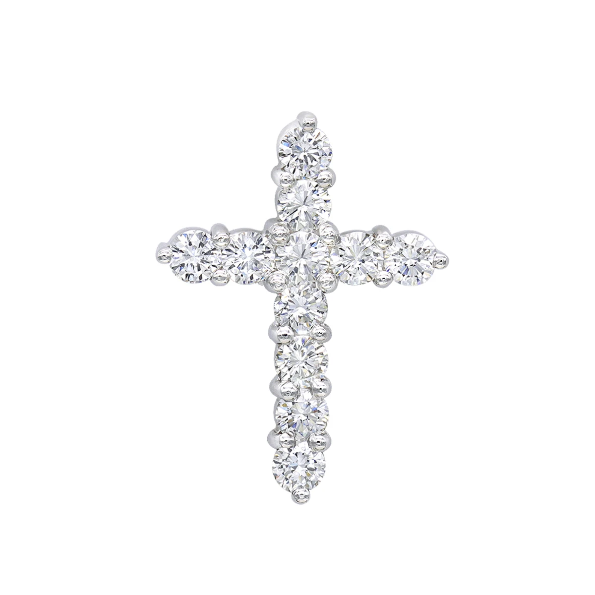 14K White Gold Round Diamond Cross Pendant 1.65ct 1 14K White Gold Round Diamond Cross Pendant 1.65ct