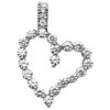 14K White Gold Round Diamond Floating Heart Pendant 2.12ct
