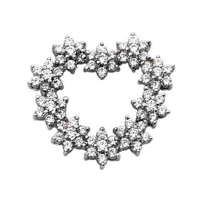 14K White Gold Round Diamond Floral Heart Pendant 3.50ct 1 14K White Gold Round Diamond Floral Heart Pendant 3.50ct